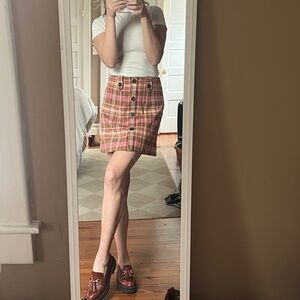 Anthropologie Button Up Plaid Skirt